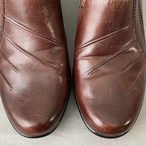 Clarks Partridge Loafers Size 8.5 Brown Leather Slip On Low Heel Boho Artsy Shoe - Picture 7 of 12